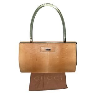 Gucci by Tom Ford 2000s Handbag Yellow Lizard Leather Lucite Top Handle Rare